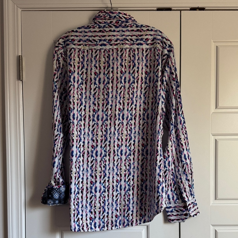 Robert Graham Vibrant Blue and Pink Patterned Button Down Shirt - Picture 5 of 5